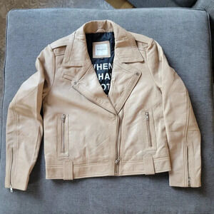 EACH X OTHER Paris Women's Cream Leather Full Zip Jacket Size Small